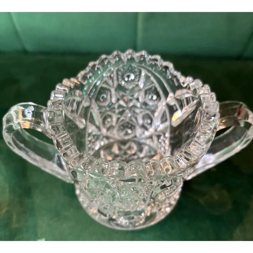 Lot Crystal Star Dish Godinger Dublin + Oval Celery Tray & Creamer Bowl